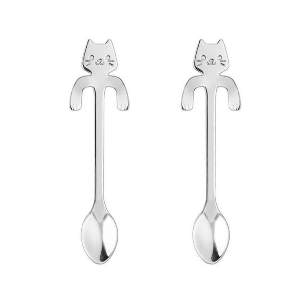 Silver Cat-Themed Coffee & Tea Spoons 3 pcs